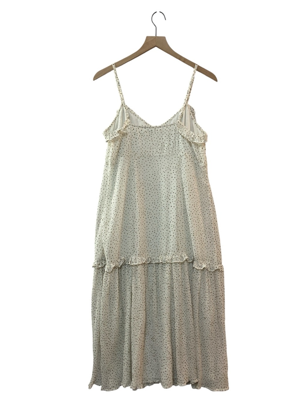 Kut from the Kloth Rebecca Pleat Midi Slip Dress Size L White/Brown Feminine - Picture 2 of 13